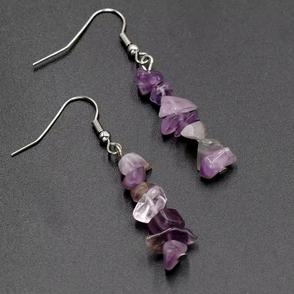 Bracelet And Earrings Set Natural Stone Healing Amethyst Energy - Picture 6 of 16